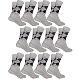 Queery MenS Diamond Cut Organic Cotton Crew Length Socks (Silver, Pack Of 12)