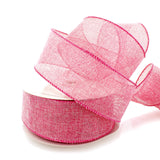 HairBow Center Ribbon Traditions 2.5inch Wired Burlap Ribbon Berry Pink 25 Yards