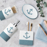 TideAndTales Luxury Nautical Bathroom Accessories Set (4 Piece) Rope and Anchor Beach Bathroom Decor with Ocean and Sea Theme De