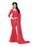 OOMPH! Womens Bhagalpuri Art Silk Saree With Blouse (rbaf_2485b_n_Strawberry Pink_OS_Strawberry Pink)