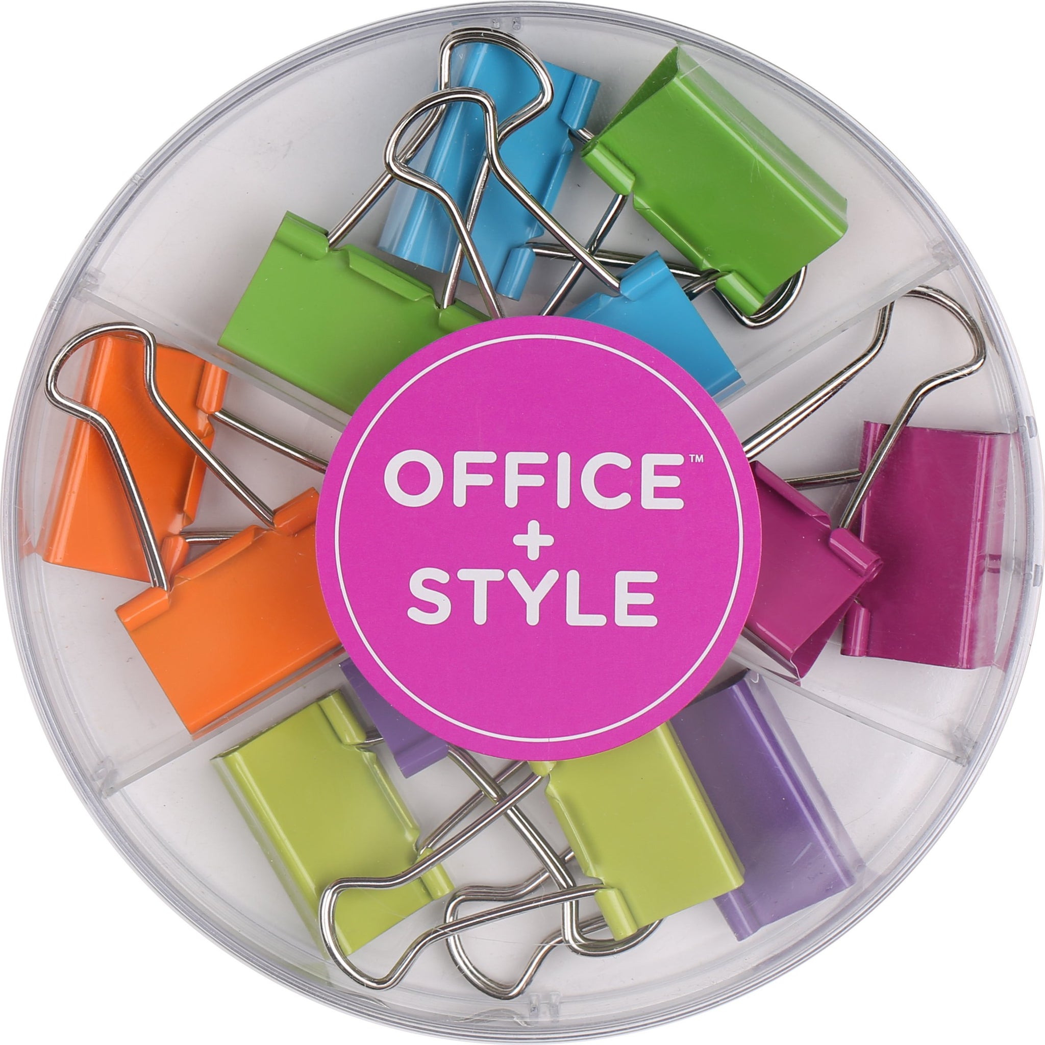 Office Style Medium Sized Binder Clips With Clear Plastic Storage Container - 12 Pieces - Large