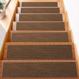 FlowaFoli Natural Linen Stair Treads for Wooden Steps Indoor,8 X 30 (4 in Pack) Carpet Stair Treads for Wood Stairs, Machine Was