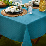Dii Indoor/Outdoor Re-Usable Tabletop Collection Tonal Lattice, Machine Washable, Tablecloth, 60 Round, Storm Blue