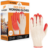 Working Gloves Red & Blue Palm Working Gloves - Latex Rubber Coated Knit with Grip-Safety Gloves for Construction,Electrician