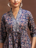 Libas Women'S Cotton Printed A-Line Kurti (29102Or_Blue Blue Xl