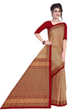 Tamaira Fashion Womens Plain Weave Pure Cotton Saree Without Blouse Piece (1784_Beigeandmaroon)