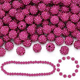 100 Pcs Fuchsia Rhinestone Beads for Jewelry Making, Sparkle Crystal Clay Christmas for Bracelet Baseball Necklace Earring Craft