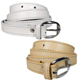 Queery WomenS Pu Leather Belt (White, Beige)