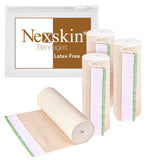 Premium Elastic Bandage Wrap (6 Wide, 4 Pack) Nexskin Latex Free Athletic/Medical Compression Bandages Hook & Loop Fastener