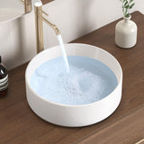 KES Vessel Sink, Bowl Sinks for Bathrooms 16 Inch Round Sink Bowl Above Counter Small Circular White Vessel Sink Countertop Sink