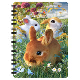 3D Livelife Jotter Bunnies From Deluxebase. Lenticular 3D Bunny 6X4 Spiral Notebook With Plain Recycled Paper Pages. Artwork L