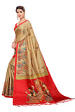 Gosriki Women'S Silk Blend Saree (Raja-Rani-Chiku_Beige),Beige,,B07T88S3QS