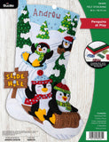 Bucilla Felt Applique Stocking Kit, Penguins at Play 18 Felt Applique Stocking Making Kit, Perfect for DIY Needlepoint Arts and