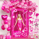 Birthday Decorations for Women,Happy Birthday Banner, 35 Balloons,Photo Booth Props for Girls (Hot Pink)