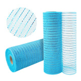 GouZaak 2 Rolls Turquoise Light Blue Deco Mesh Ribbon 10 in x 30 ft Metallic Mesh Ribbon for DIY Wreath Supplies Party Decoratio
