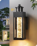 EDISHINE Motion Sensor Outdoor Wall Lights, Dusk to Dawn Exterior Lighting Fixture with Crystal Bubble Glass, LED Outdoor Porch 