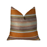 Plutus Brands Plutus Chic Stripe Saffron Handmade Throw Pillow, 12 X 25, Orange/Olive/Cream