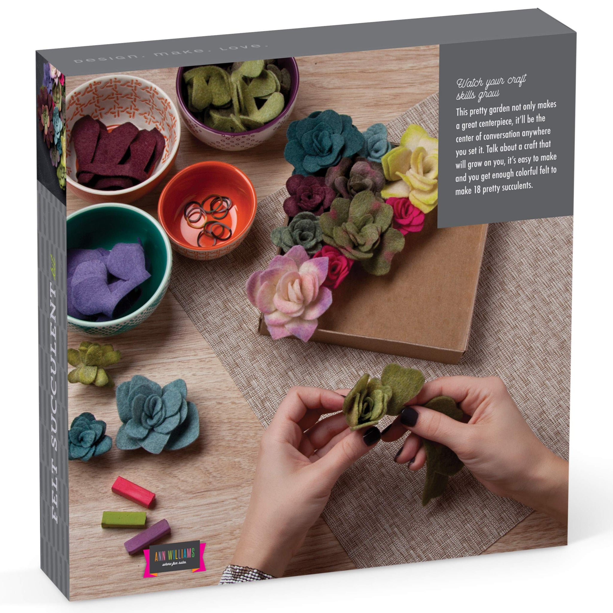 Craft Crush - Felt Succulents Craft Kit - Display Kit - Fun & Easy - Ages 13+, Small