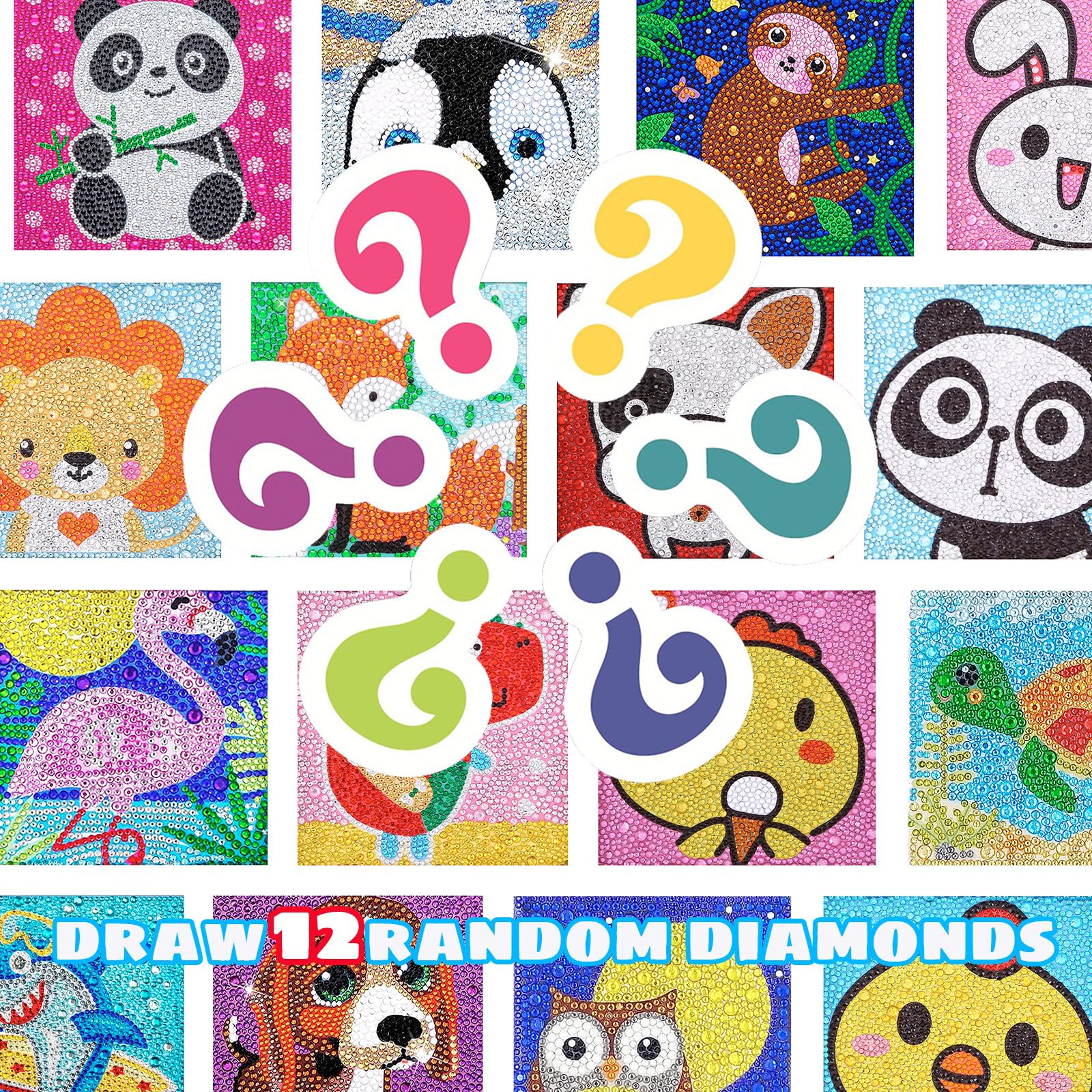 12 PCS DIY Crystal Diamond Art Painting Kit Surprise, Creative Full Rhinestone Diamond Painting Set for Beginners and Craft Love