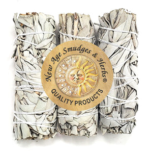 (Pack of 3)-New Age Smudges & Herbs -Premium California White Sage Incense 4 Inches Long. Home Cleansing Incense,Fragrance,Medit