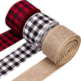 Whaline 3 Rolls Christmas Wired Edge Ribbons, 30 Yards x 1 Inches Black Red Plaid Ribbon, Black White Buffalo Plaid Ribbon and B