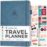 Clever Fox Travel Journal - Vacation & Trip Organizer with Budget Plan, Packing List, Travelling Expense Tracker, A5 (Smoke Blue