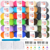 24 Pack Beginners Crochet Yarn Cotton Crochet Yarn for Crocheting Knitting Beginners(24x50g)-Multicolor Mix