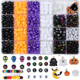 XIANNVXI 10Colours Halloween Pony Letter Beads Set Bracelet Making 640pcs Orange Purple White Letter Pony Beads