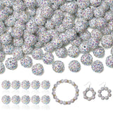 LAIDANLA 120pcs 10mm Crystal AB Rhinestone Beads Baseball Beads for Crafting, Shiny Round Shamballa Disco Beads, Sparkle Clay Be
