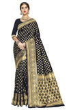 Glory Sarees Womens Jacquard Art Silk Kanchipuram Saree (kara115black_Black)