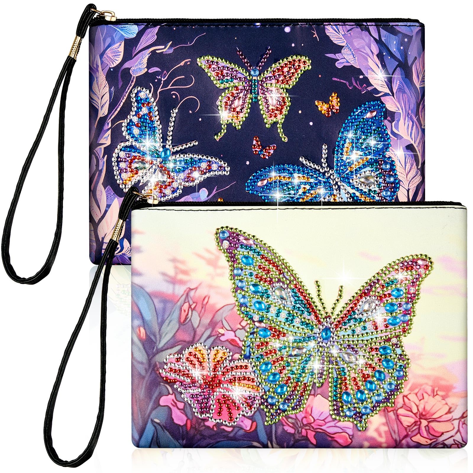 Geyoga 2 Pieces DIY Diamond Painting Purses 5d DIY Diamond Painting Handbag Art Wristlet Clutch Bag for Women Girls Art Craft Ma