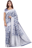 Glory Sarees Womens Banarasi Artificial Silk Saree With Blouse Piece (kara124-grey_Grey)