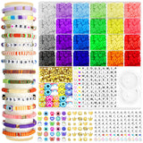 ARTDOT 5342 PCS Clay Beads for Friendship Bracelets Making Kit, 24 Rainbow Colors Jewelry Making Supplies Heishi Beads with Elas