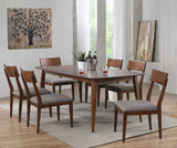 Sunset Trading Mid Century 7 Piece 78 Rectangular Dining Table Set | Padded Performance Fabric Seats | Seats 6