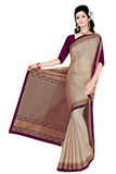 Tamaira Fashion Womens Plain Weave Pure Cotton Saree Without Blouse Piece (1784_Beigeandmagenta)