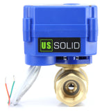 U.S. Solid Motorized Ball Valve- 1/2 Brass Ball Valve with Full Port, 9-24V AC/DC and 2 Wire Auto Return Setup