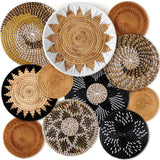 Xuhal 11 Pcs Boho Hanging Wall Basket Decor Handmade Woven Basket Wall Decorative Boho Wicker Baskets Placemats Round Farmhouse 