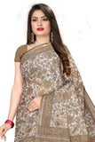 Tamaira Fashion Womens Plain Weave Pure Cotton Saree Without Blouse Piece(Ab18_Brownbeige)