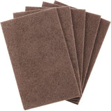 Heavy Duty XL Brown Scouring Pads. 6x9 in 5 Pack of Scrubber Tools for Cleaning Stainless Steel Pots, Pans, Grills and Griddles.