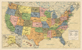 Laminated United States Map Poster - US Map Wall Chart - Made in the USA [Yellow]