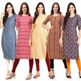 Pinkmint Women's Crepe Digital Print Straight Kurta (Pack of 5) [S-367-328-360-344-369-XXL]