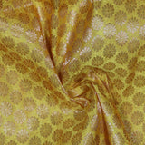 Yellow Brocade Art Silk Fabric Wedding Lehenga Solid Pattern Fabric for Sewing Home Decor Crafting By The Yard