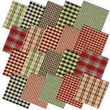 Hahafelt 10 Pcs Red and Green Buffalo Check Quilting Fabric Bundles 20 x 20 Inch Primitive Fat Quarters by The Yard Square Gingh