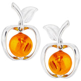 Sterling & Amber Apple Earrings