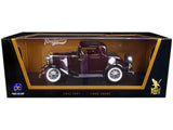 1932 Ford 3Window Coupe Burgundy with Black Top 1/18 Diecast Model Car by Road Signature