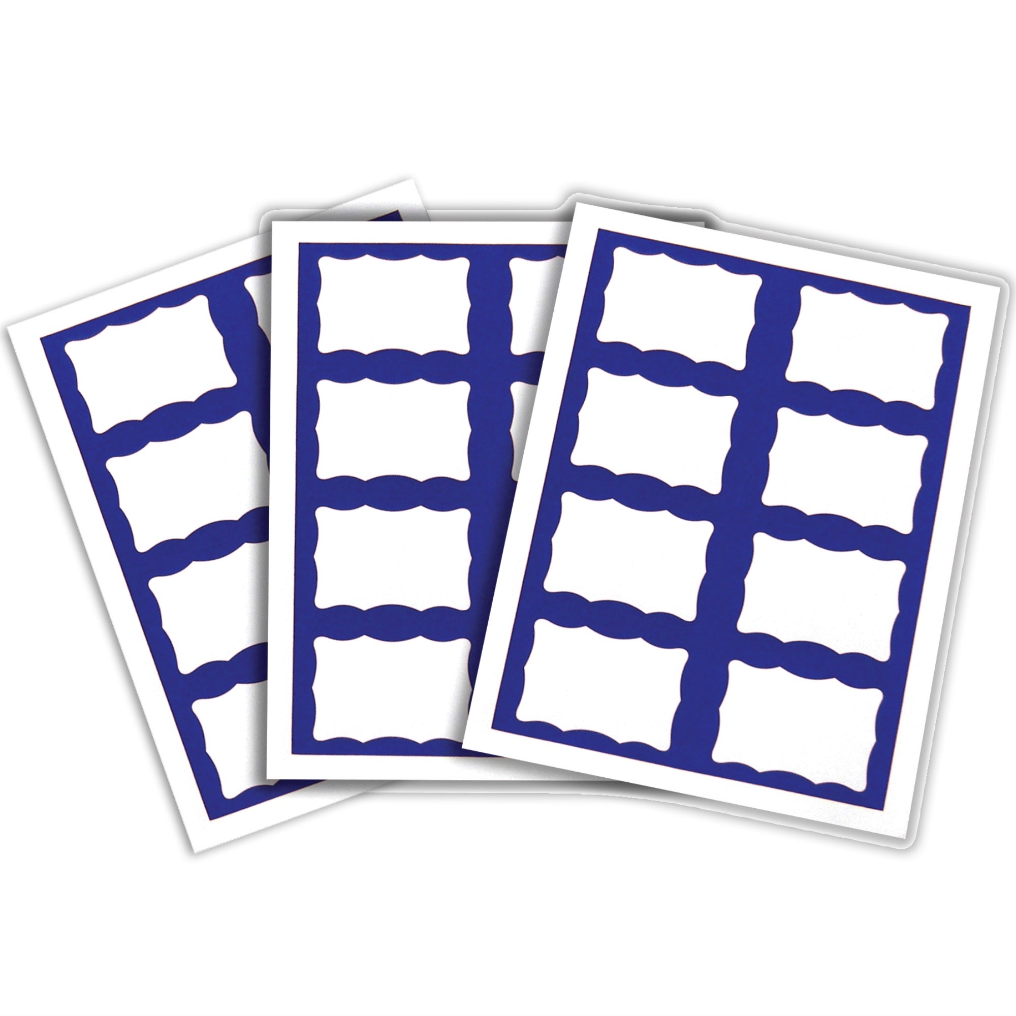 Laser Printer Name Badges, Blue Border, 8/Sheet, 3 3/8 X 2 1/3, 200/Bx, 92365