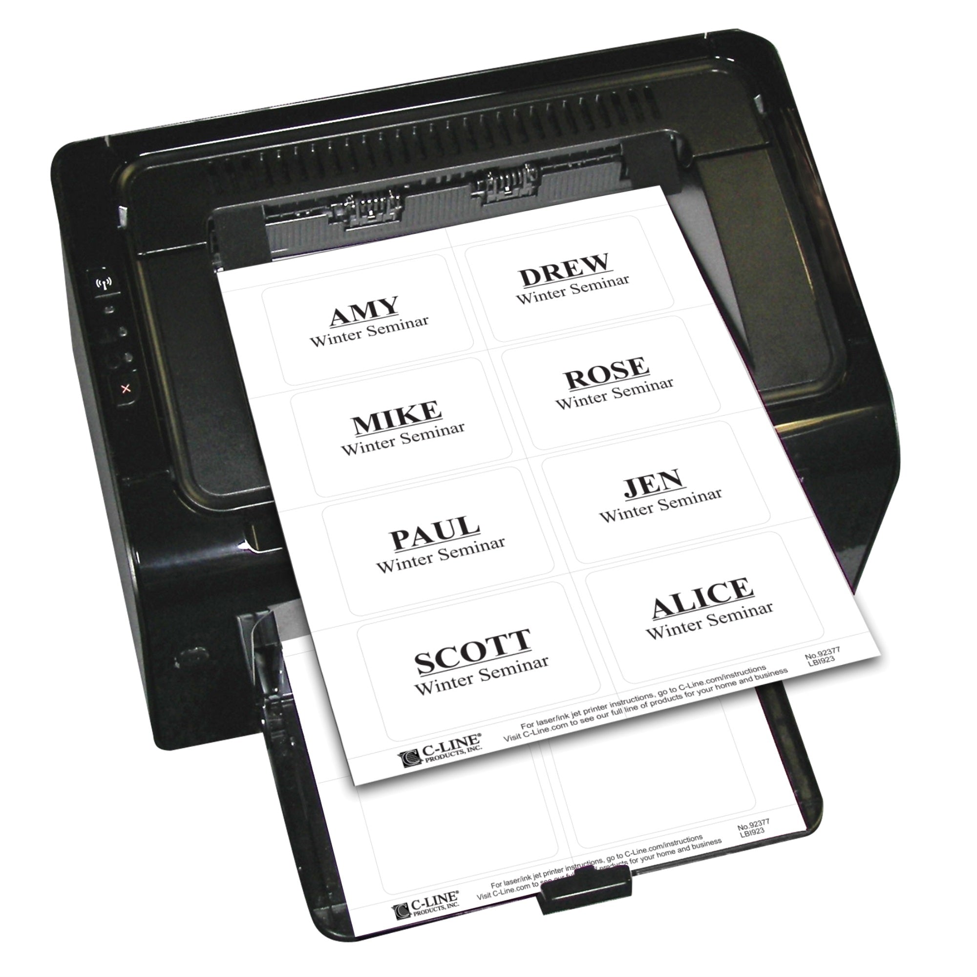 Laser Printer Name Badges, White, 8/Sheet, 3 3/8 X 2 1/3, 200/Bx, 92377
