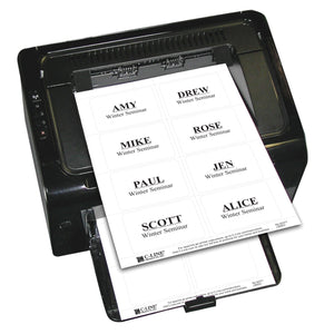 Laser Printer Name Badges, White, 8/Sheet, 3 3/8 X 2 1/3, 200/Bx, 92377