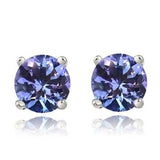 925 Sterling Silver 2.00 Cttw Sapphire Round Cut Studs