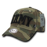 Camo Military Caps, Army Text, Woodland